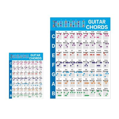 Gitarrenakkord Poster Tabelle Pädagogisches Musikposter 56 Gitarrengriffbrettkarten zum Lernen Akustik- & E-Gitarre