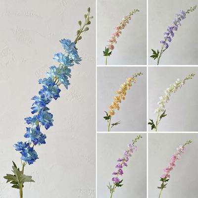 Larkspur Artificial Flowers Realistic Delphinium with Bendable Stems Rustic Floor Vase Decor for Home Wedding Decor Reusable Floral