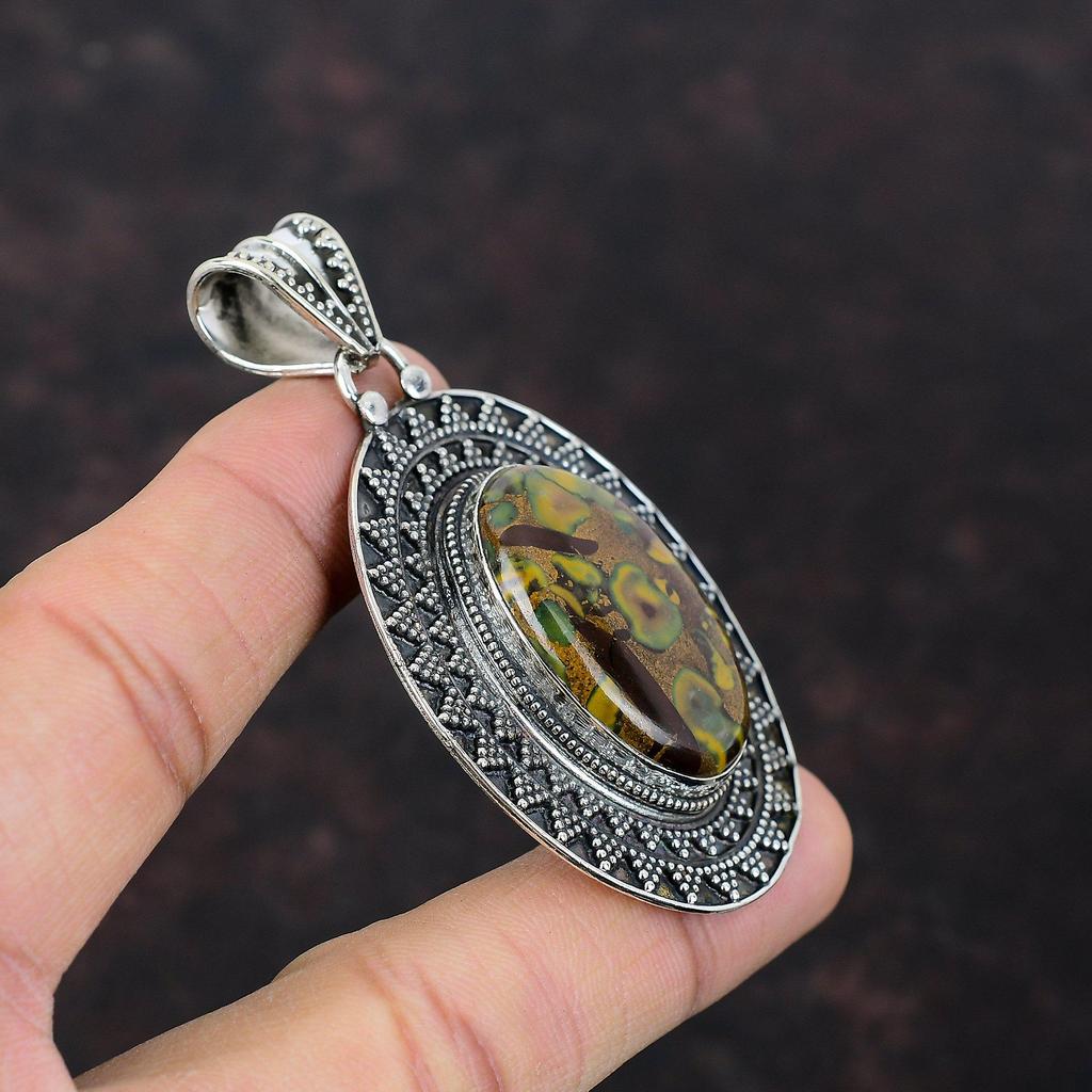 Fruit Jasper Pendant 925 Sterling Silver Pendant Vintage Pendant Gemstone Jewelry Handmade Pendant Gift For Engagement Healing Stone Pendant