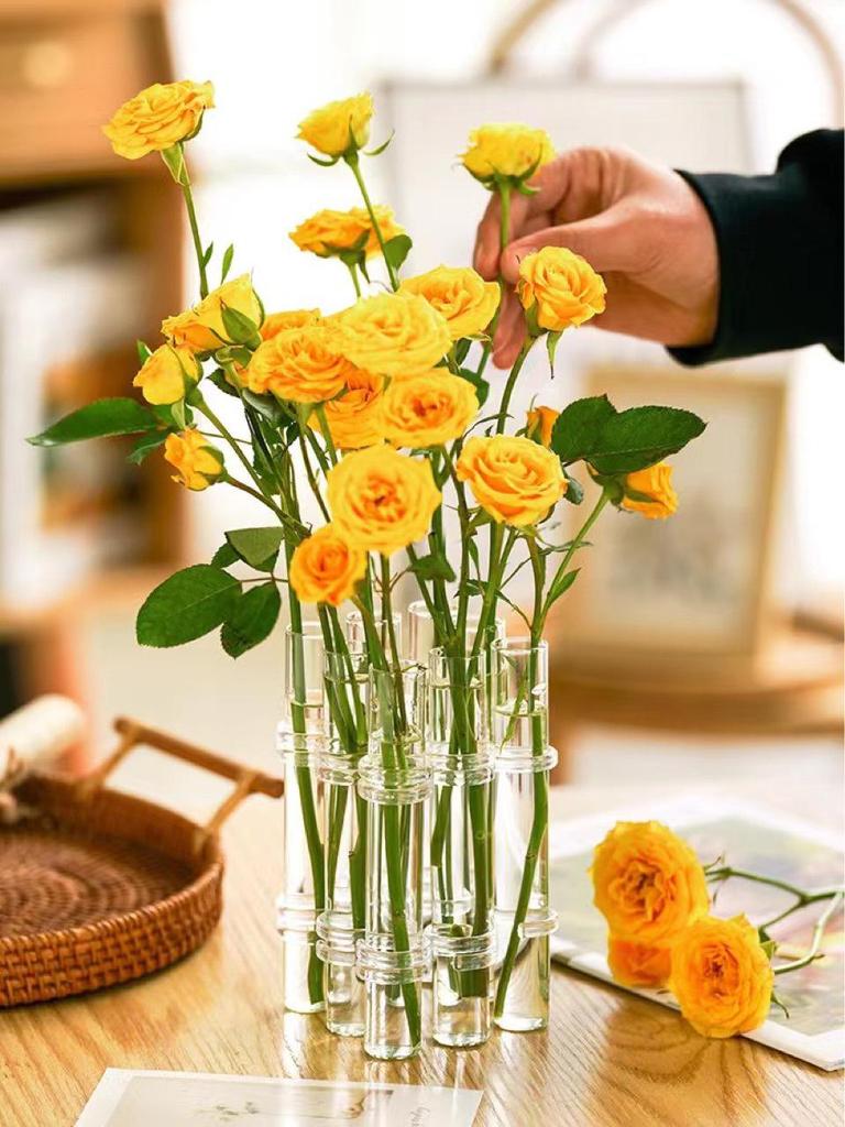 Glass Test Tube Vase – Creative Transparent Hydroponic Flower Stand for Balcony Ornaments