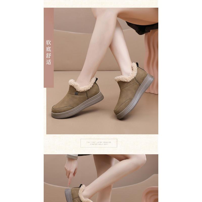 Birkenstock Women's Winter Fleece Women's Shoes, Cotton Shoes, Women's One-foot Pedals, Platform Mom Shoes, Fashionable Height-enhancing Shoes