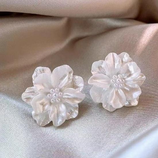 Высококлассные серьги-пусеты из серебра 925 пробы «Камелия» - Ограниченная серия в ретро-стиле, французские клипсы для ушей