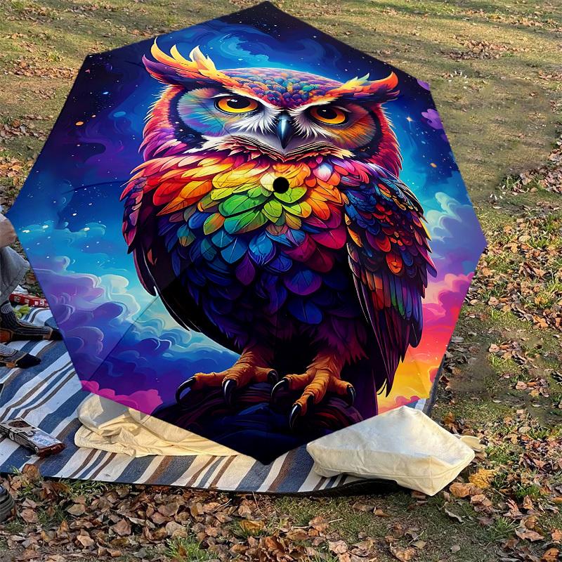 1PC Colorful Owl Fantasy Umbrella-8-Rib Reinforced, Automatic Open, Lightweight & Durable, Cute Fashion Accessory for Outdoor-W113