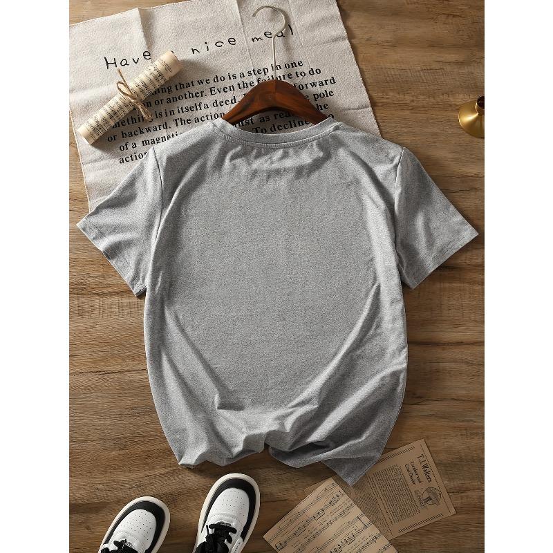 Graphic Print T-shirt, Short Sleeve Crew Neck Casual Top for Summer & Spring, Women's Clothing