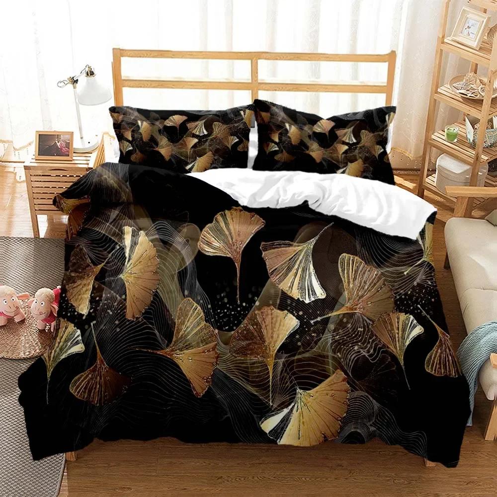 Gold foil rose fashion print bedding set Quilt Cover Pillow Cover bedding set luxury Queen bedding set Customized 135x200cm