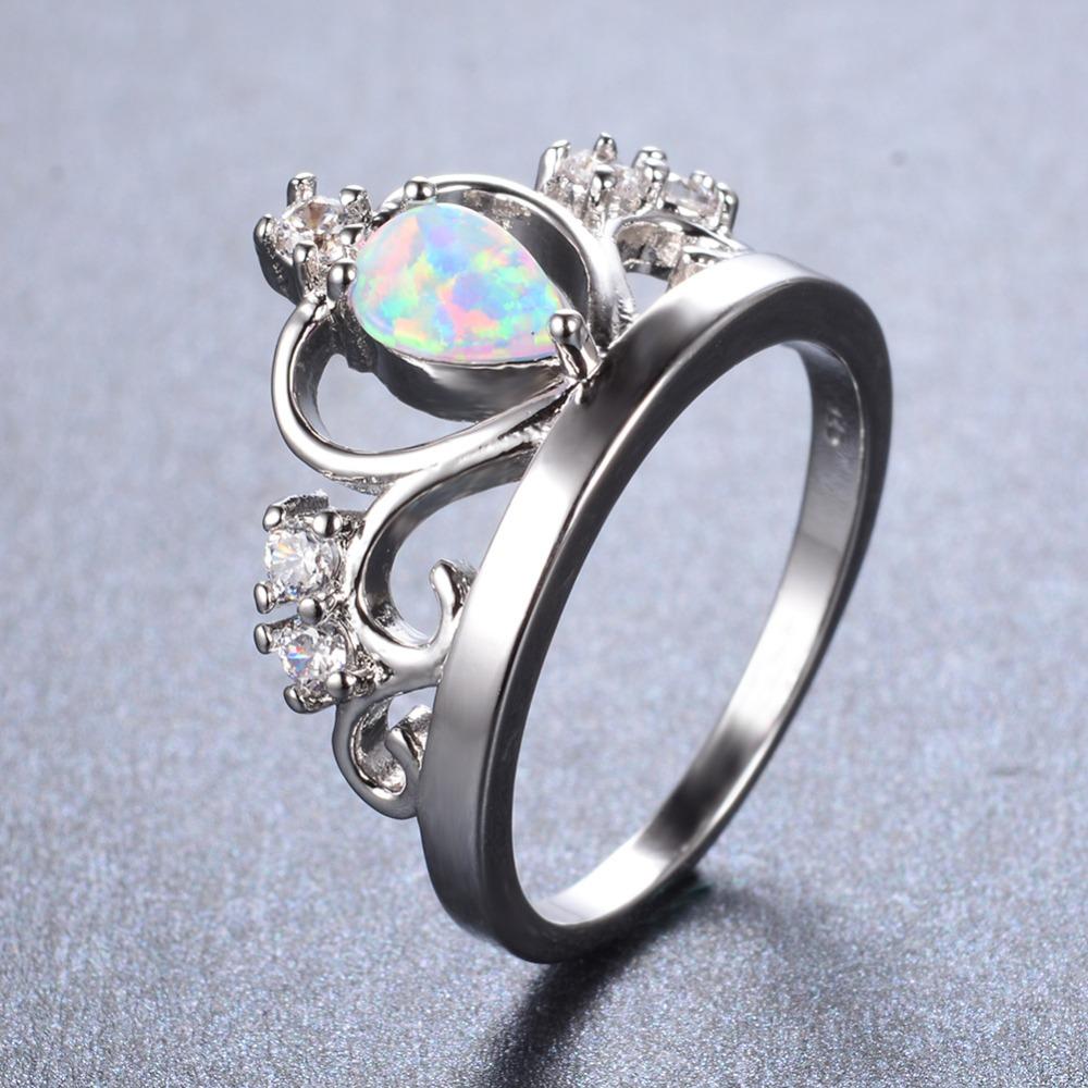 

White Crown Ring Womens Elegant Versatile Ring No. 12
