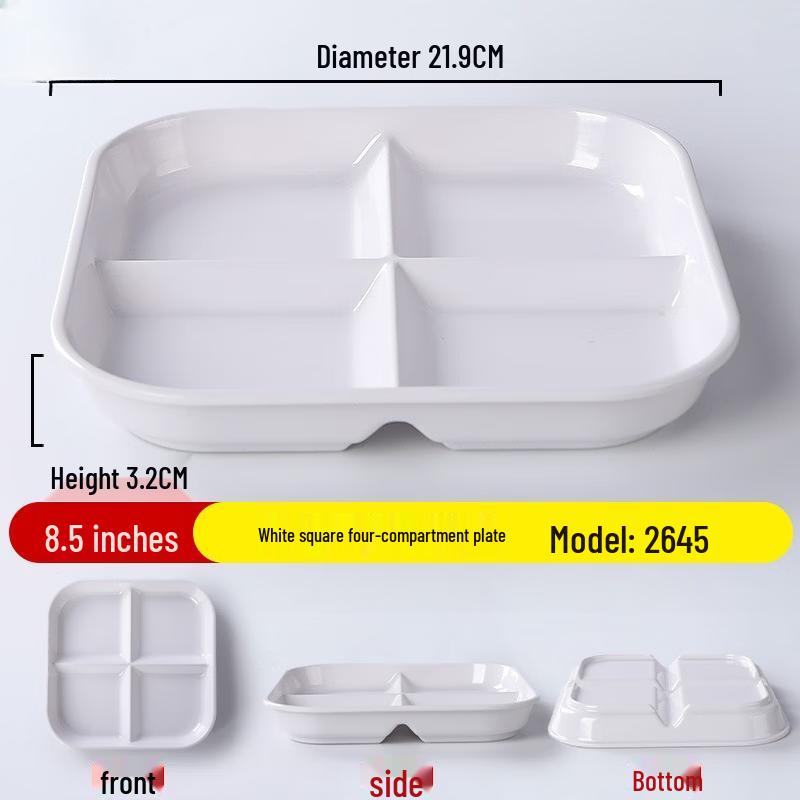 ZISIZ Melamine 3-Compartment Square Serving Platter