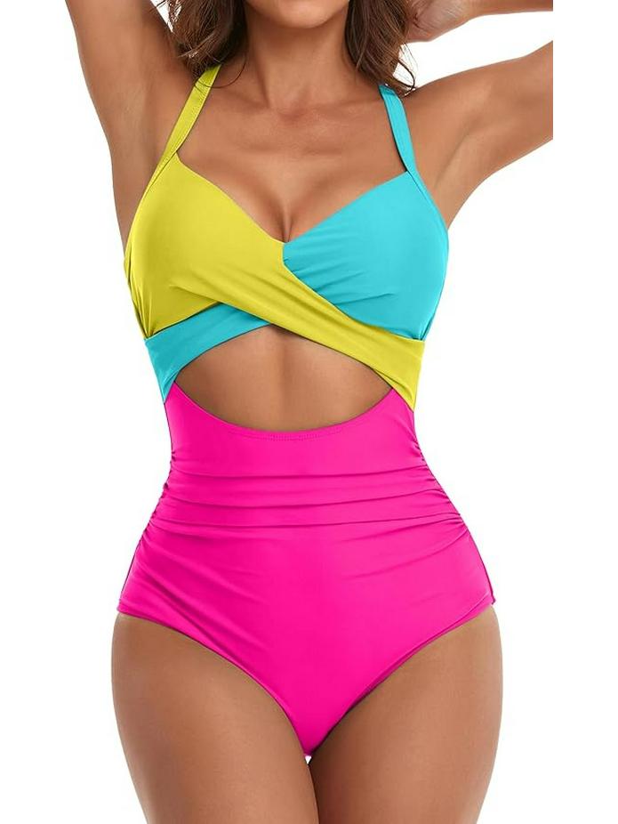 

Слитный купальник с вырезами и бинтами - Сексуальный женский купальник XXL