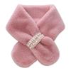 Korean Style Thickened Warm Plush Pearl Scarf - Autumn & Winter Cross Neck Warmer for Girls