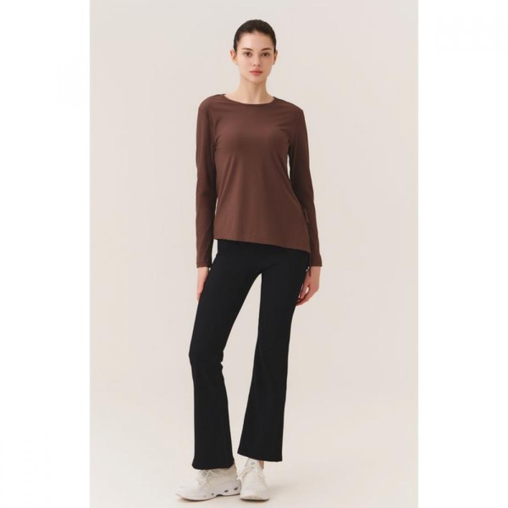 Huit Women S Collagen Modal aSymmetrical Ribbon Slit Long Sleeve Tee Htwtl5k07t