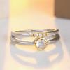 Vintage Inlaid White CZ Women's Ring Creativity Two Color Geometry Daily Wear Party Jewelry Anniversary Gift