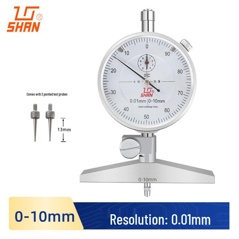 Guiliang Guilin 0-100mm Depth Dial Indicator with 6-Hole Gauge for Surface Measurements Mechanical