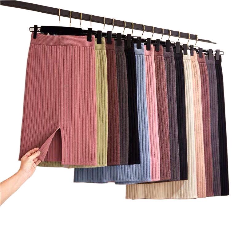 Jupe crayon en laine taille haute: Moulant, Amincissant, Mi-long avec Fente, Parfait pour l'Automne et l'Hiver.