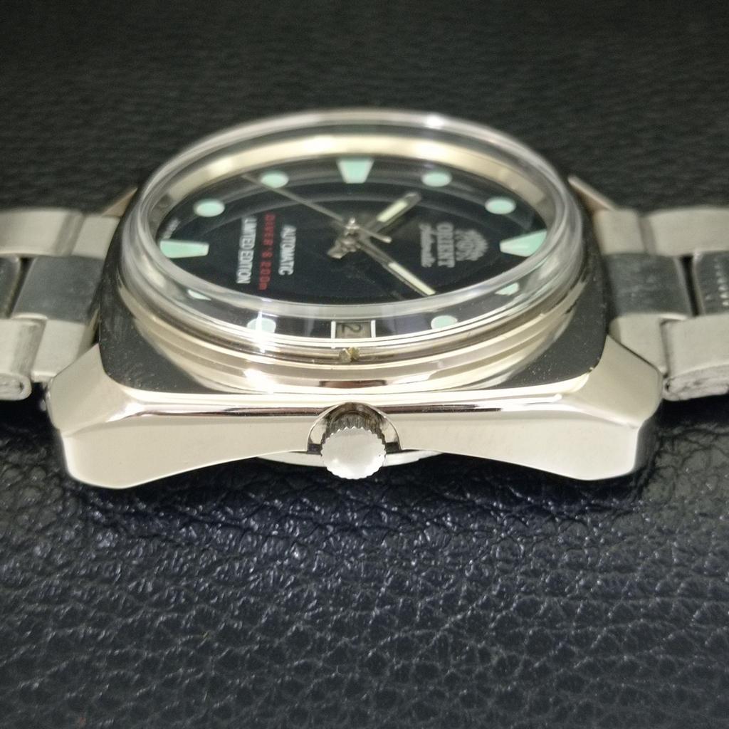 USED VINTAGE ORIENT AUTOMATIC 46943 JAPAN MENS BLACK COLOR DIAL WATCH A702241-5 R123-a702241