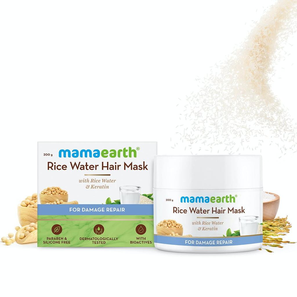 Masque Capillaire à l'Eau de Riz avec Eau de Riz et Kératine Pour Lisser les Cheveux et Réparer les Dommages - 200 g