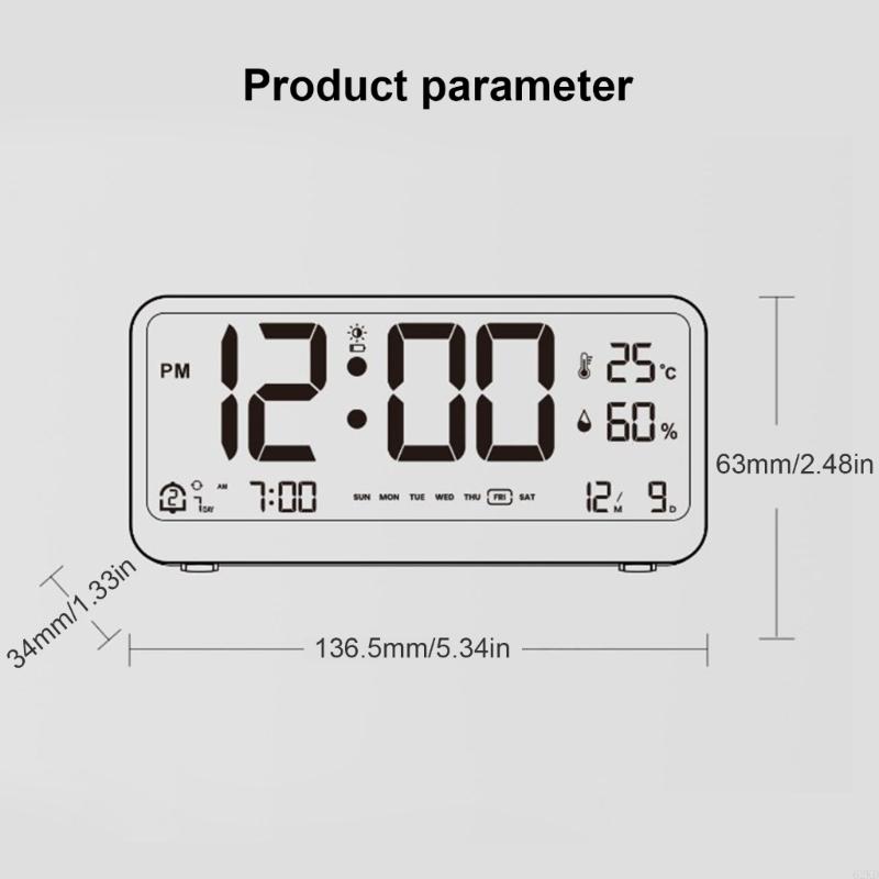 62KD Quiet Operations Desk Clock with Energy Saving Night Light for Home Decoration