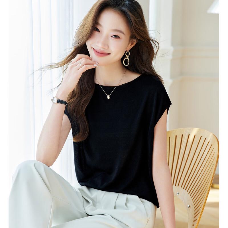 

Women s 100% Mulberry Silk Short Sleeve T-Shirt M