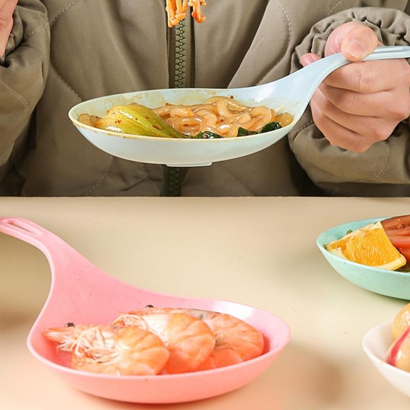 2Pcs Appetizer Eating Tray Handheld Dish Fried Chicken Snacks Plate Large Spoon Tray Fruit Dessert Cake Platter Easy Use