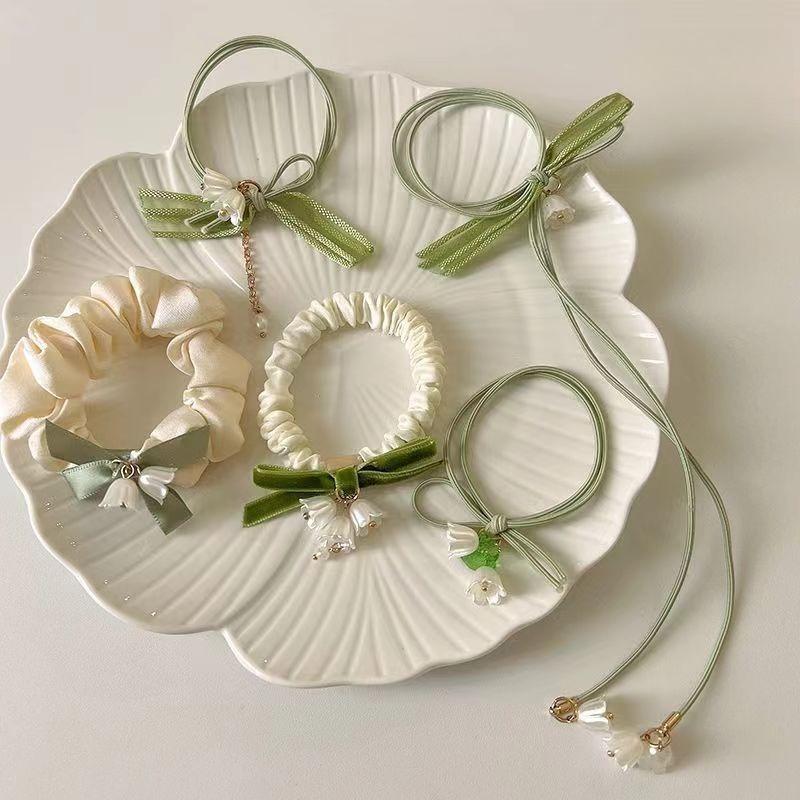 Set lily of the valley flower rubber band hair ring high elasticity and durable Korean version of the head rope new fresh girl hair tie rope