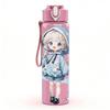 1PC Light Blue Hood Girl Snow Scene Pattern 750ml Color Plastic Sports Water Bottle Leakproof Flip Straw Lid Suitable for Sports Office Home Use