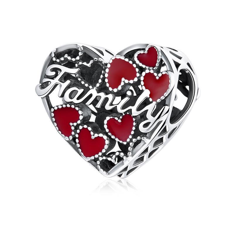 WOSTU Forever Family Charm 925 Sterling Silver Home House Enamel Beads Pendant Fit Original Bracelet DIY Jewelry For Women