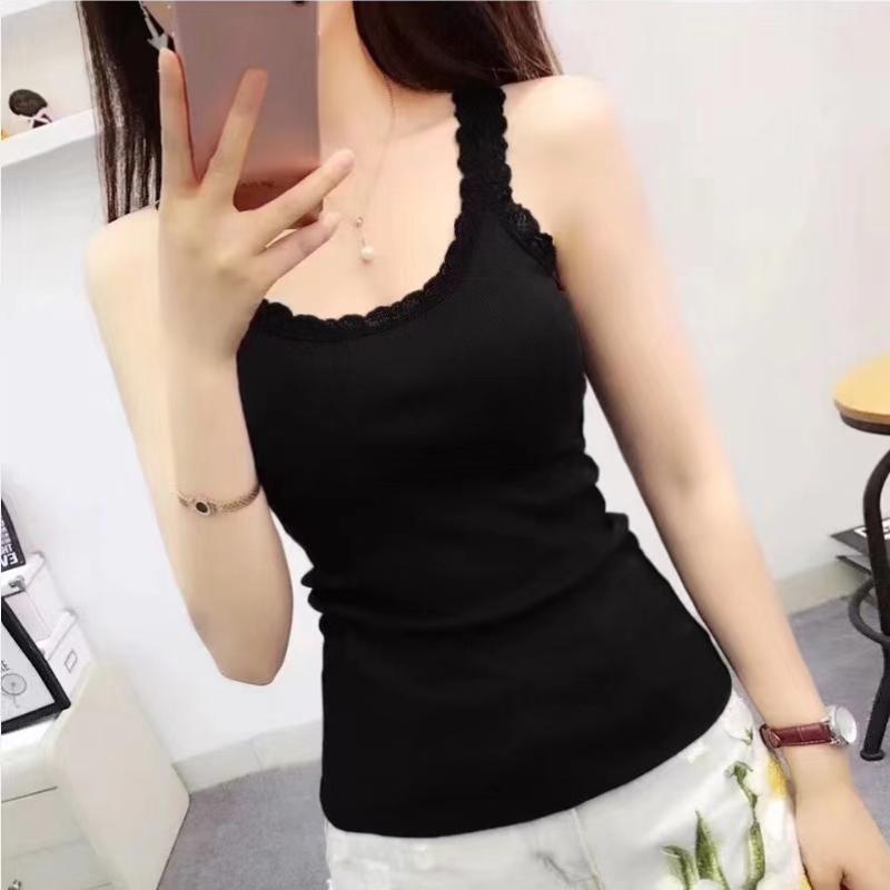 Black Tops Summer Sleeveless Women Tank Top With Lace Top Red Inside Wear Lace Camisoles Loose Underwear Womens Clothing Vest