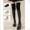 Chaussettes d'hiver tricotées pour femmes, chaussettes au-dessus du genou, antidérapantes, hautes, épissées ensemble, chaussettes chaudes pour femmes, bas de printemps pour femmes