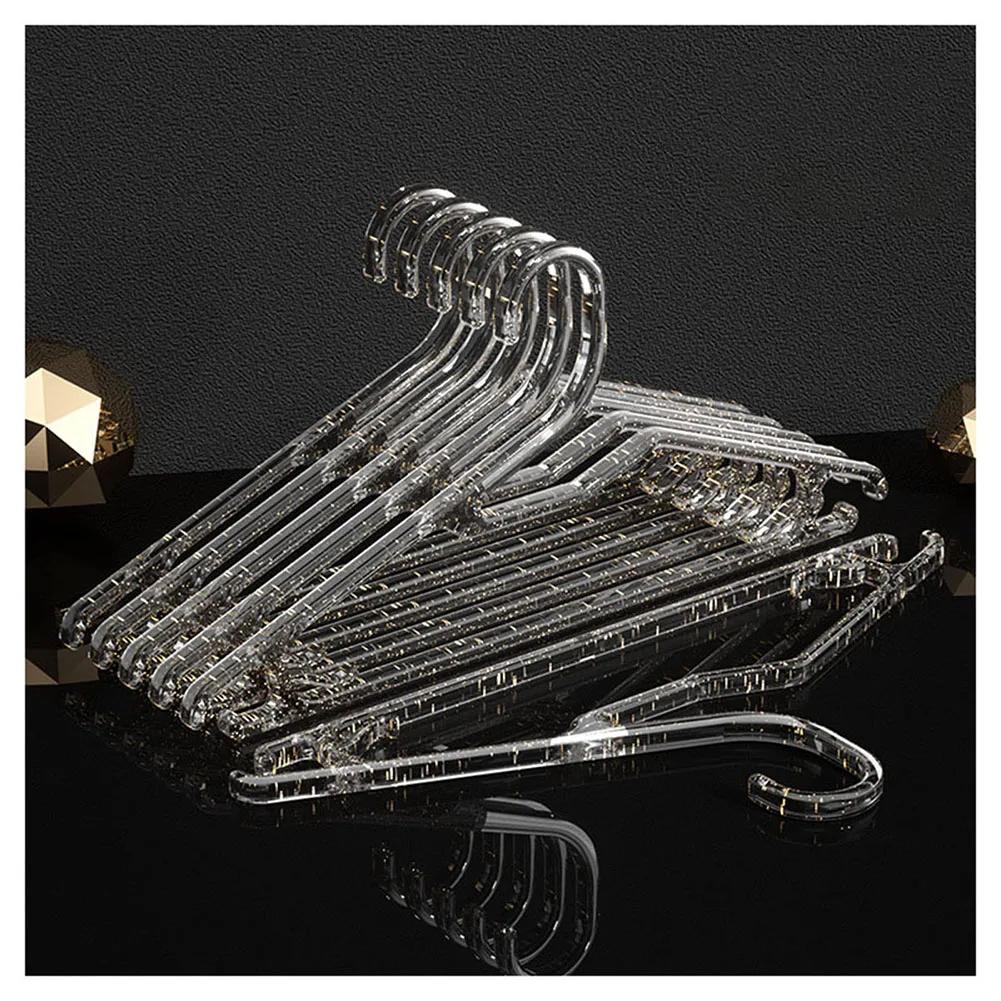 

10 шт. прозрачных акриловых вешалок для одежды, нескользящие блестящие вешалки для пальто, кристальная вешалка для костюма, пальто, свитера, куртки, блузки, платья 10pcs