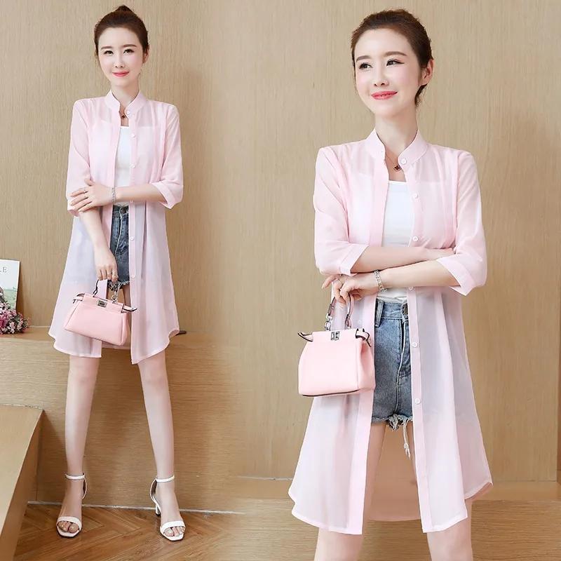 Women's Sun Clothing Lightweight Long UV Protection Jacket Summer Sunscreen Large Size Thin Jacket Female Chiffon Cardigan Coat 5XL