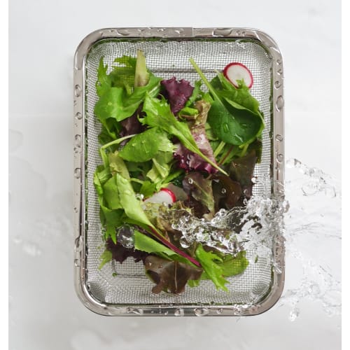 Yoshikawa Rostfritt Stål Durkslag, Tillverkat i Japan, Fyrkantigt, Grönsaksavrinning, 20,4 cm Lång x 14,8 cm Bred x 5,4 cm Hög, Medium