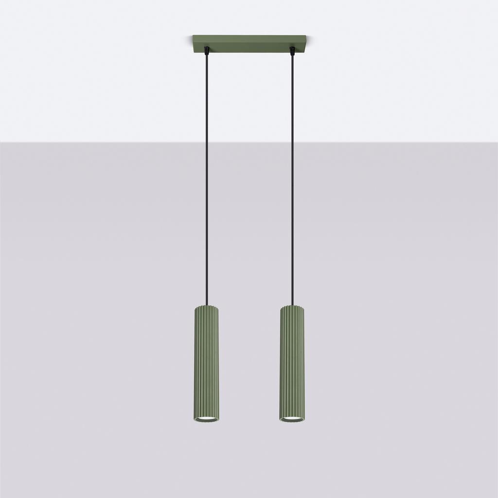 Lampa Wisząca Karbon 2 Gu10 Zielony Oliwkowy Alu Sollux Sl.1612
