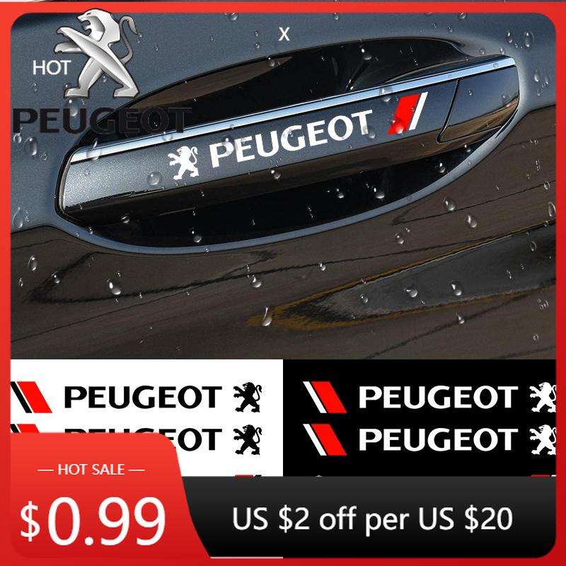 Autocollant de Voiture 4pcs Style de Voiture Poignée de Porte Autocollants Réfléchissants Décoration Vinyle Pour Peugeot 206 207 307 3008 2008 308 407 408 508