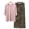 Pajamas Women's Spring and Summer New V-neck Short-sleeved Cotton and Linen Pants European and American Large-size Loungewear Two-piece Set