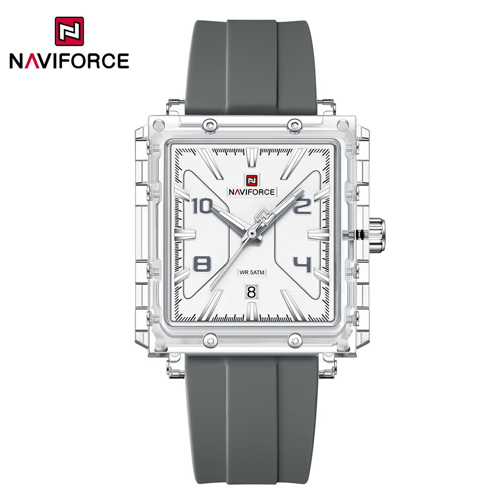 Naviforce Original Men Watch Lightweight Plastic Case Silicone Strap 50m Waterproof Luminous Pointer Square Men Fashion Casual Watch NF6112