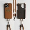 Multifunktionales Ladekabel-Lanyard Echtes Lederhülle Für iPhone 16 Pro Max 15Pro 11 13 12 14Pro Umhängeband Kartenfach
