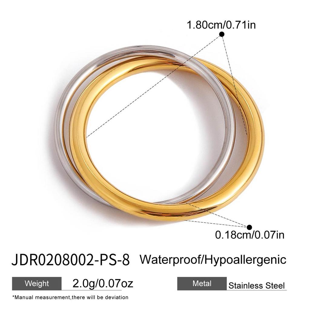Niche Light Luxury High-end 18K Gold, Color Matching Double Ring Ring Jewelry