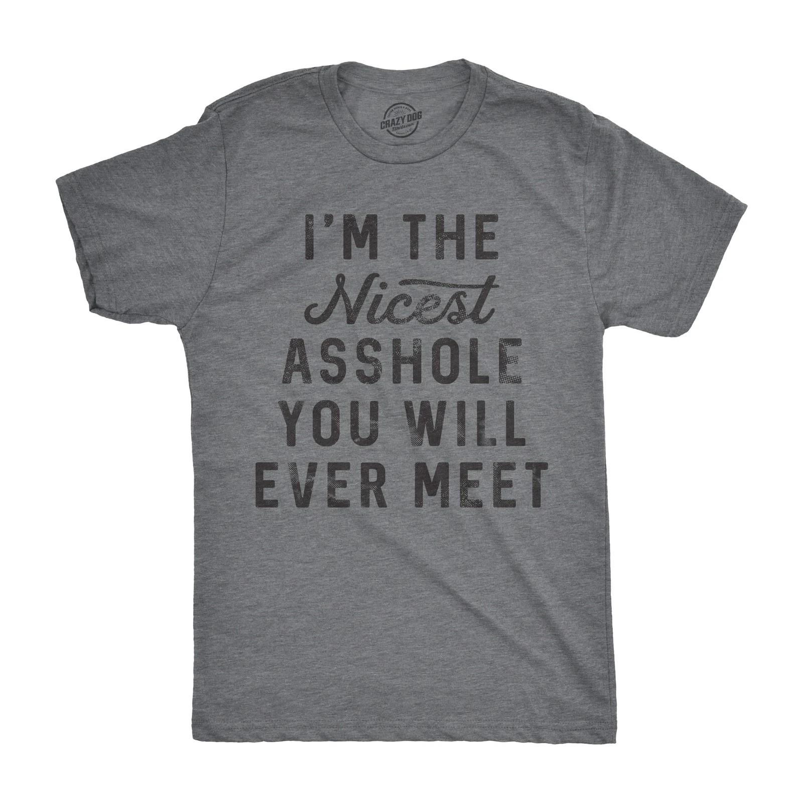 Mens I m The Nicest A-Hole You Will Ever Meet T Shirt Funny Insult Tee for Guys XS