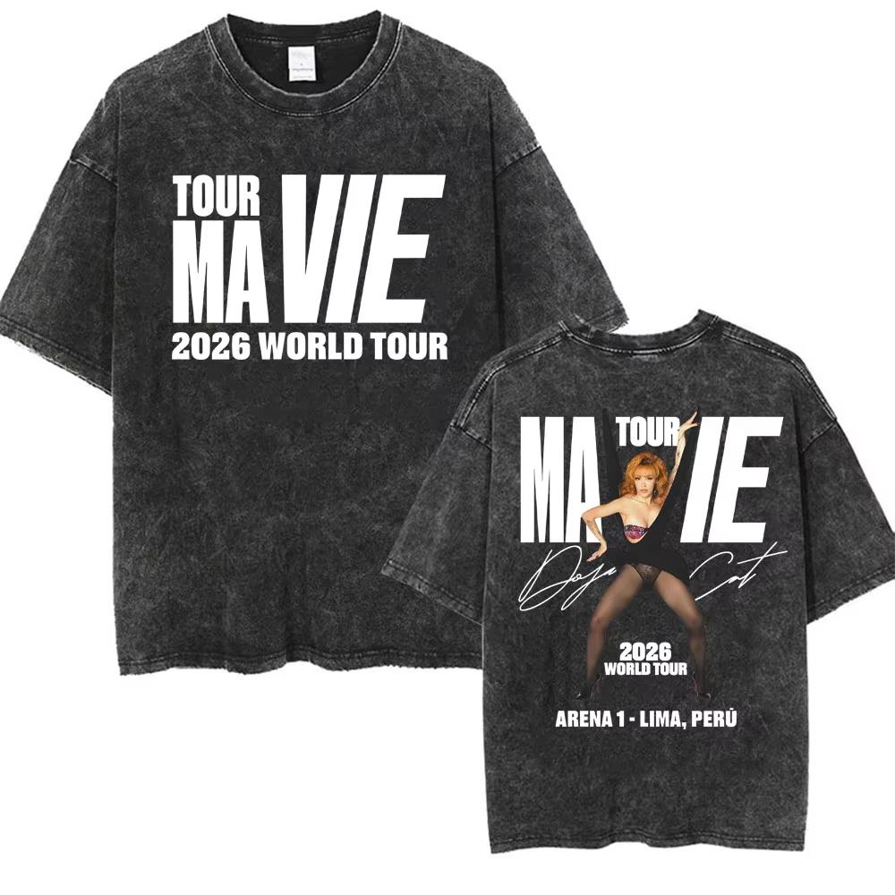 

Doja Cat Ma Vie World Tour T Shirt Unisex Women Clothing Hip Hop Vintage Washed Tshirts ONeck pure Cotton Tshirt Streetwear M