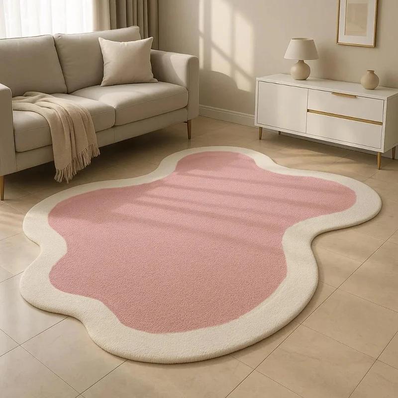 Wohnzimmer Schlafzimmer Plüsch Shaggy Teppich Moderner Nachttischteppich für Schlafzimmer Maschinenwaschbar Nordischer Stil Heimdekoration