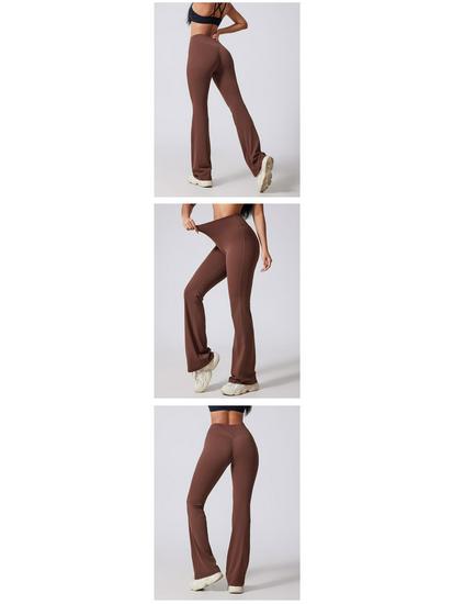 Peach High Waist Butt-Lifting Flare Yoga Pants for Women - Micro Flare, Skinny Fit, Long Length Fitness Pants