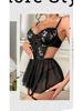 Sexy Sheer Mesh Nightgown Set with Puff Skirt and Sling Straps - M236