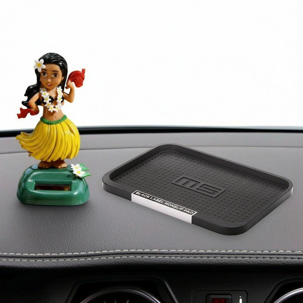 Solar Hawaiian Dancer Doll Grass Skirt Tropical Dashboard Car Organizer Pad Heat Resistant AntiSlip
