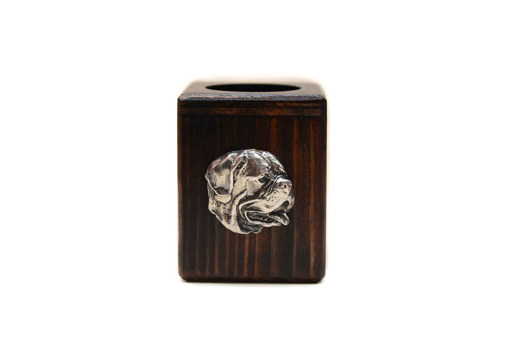 Dogue de Bordeaux, French Mastiff – Wooden candle holder with a dog, a unique souvenir after losing a dog – Design 02 | Art-Dog