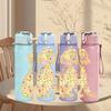 1PC Floral Pattern Dog Silhouette 750ml Color Plastic Sports Water Bottle Leakproof Flip Straw Lid Suitable for Sports Office Home Use