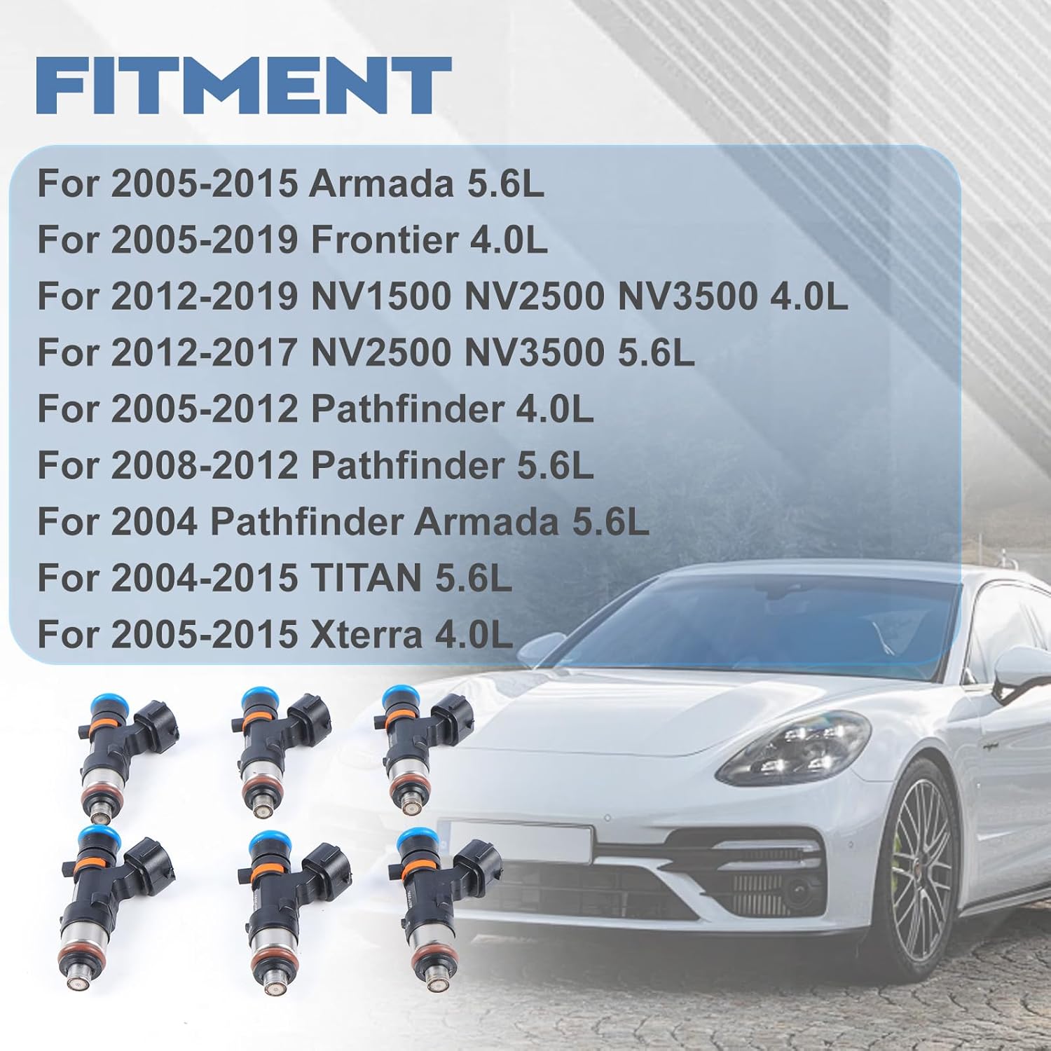 

Fuel Injectors 0280158007 for 2005-2019 Frontier 2012-2019 NV1500 NV2500 NV3500 2005-2012 Pathfinder 2005-2015 Xterra 2009-2012 Equator V6 4.0L