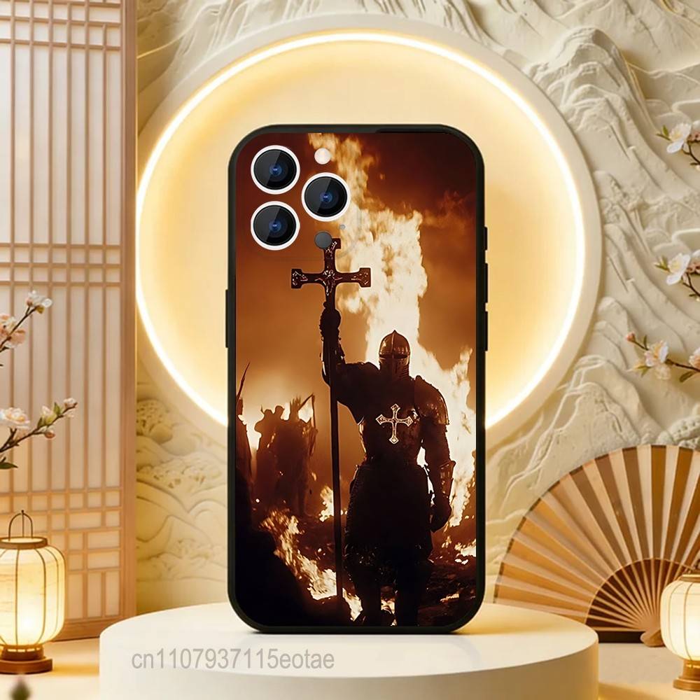 Crusaders Templar Knight art Black Soft Case For iPhone 17 13 14 15 11 16 12 Pro Max Pro Max Plus E Air Mini Phone Cover Shell