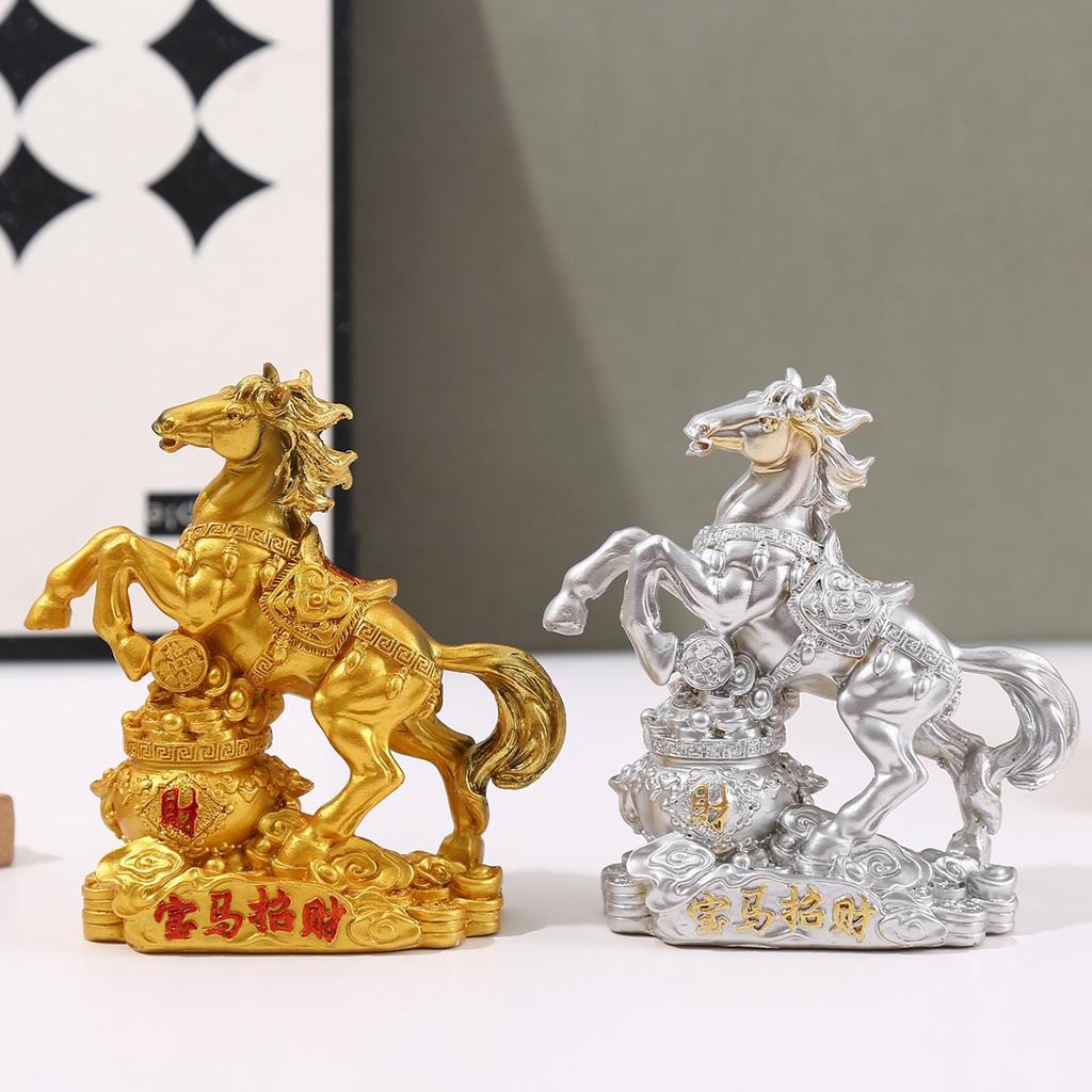 Chinese Zodiacs Horse Statue Wealth Prophecys Statue Desktop Decoration Living Room Tea Table Sculpture Resin Craft Home Decor