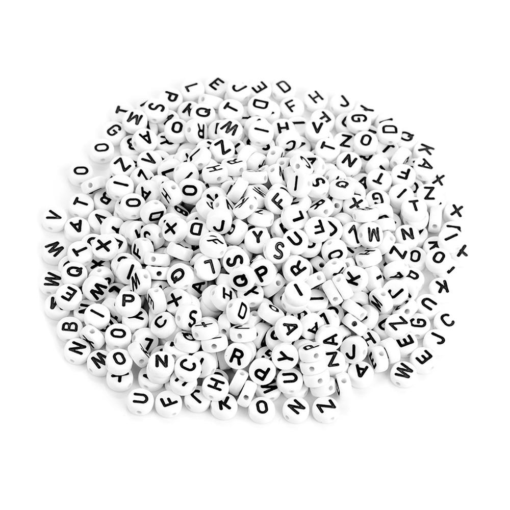 100pcs Black Letter Acrylic Letter Beads 4x7mm Size Round Letter Beads Alphabet Beads  DIY Crafts