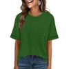 Women Casual Loose Fit Crew Neck Short Sleeve T Shirt with Pocket Comfortable Relaxed Style Lightweight Top for Daily Wear