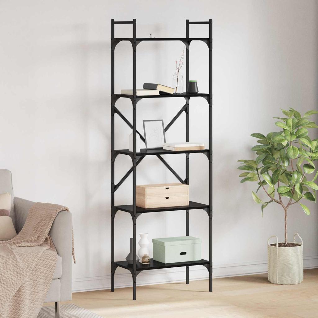 Bookshelf Black Oak Effect 56 X 32 X 174 Cm Engineered Wood